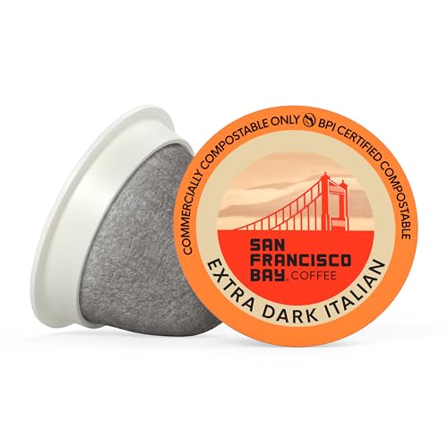 Image of San Francisco Bay K-Cup Coffee Pods, Extra Dark Italian (80 Ct), Dark Roast, Commercially Compostable Single-Serve Coffee Pods