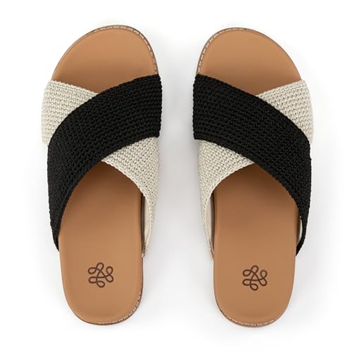 Image of The Sak Penelope Slide Sandal - Women's Flat Fashion Slides with Soft Cushion Sole -Hand Crochet Slip On Sandals For Everyday