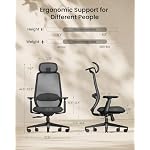ProtoArc Ergonomic Office Chair – EC200 High-Back Mesh Computer Chair with Lumbar Support, 3D Adjustable Headrest & Sliding Seat for 8+ Hour Comfort, Big & Tall Home Office Desk Chairs - Black - Image 2