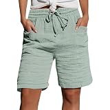Womens Bermuda Shorts Elastic High Waisted Wide Leg...