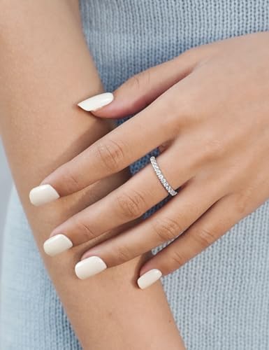 IMOLOVE Lab Grown Diamond Wedding Bands, 0.3-0.42 Carat, Eternity Rings in 18K White Gold & Sterling Silver Size 4-113