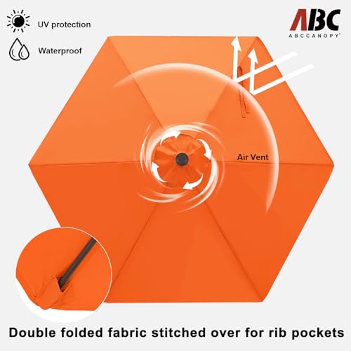Image of ABCCANOPY 7.5FT Patio Umbrella Outdoor 6 RibsTable Umbrella(Orange) | Fade & UV Resistant Fabric,6 Fiberglass Ribs,Smooth Crank System,Wind Resistance,Great for Patio,Backyard,Garden,Deck