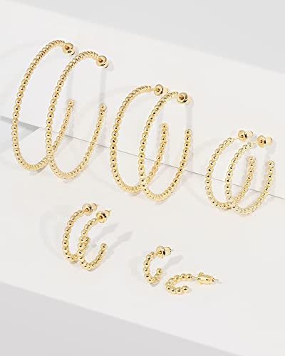 Howoo Big Gold Beaded Hoop Earrings For Women Large Thin Gold Hoop Earring 14K Plated Statement Fashion Jewelry For Women #TOP5