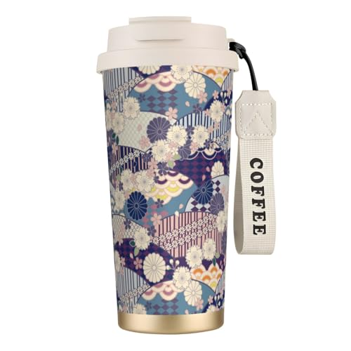 タンブラー 和風 和柄 青 花柄 マグボトル コーヒーカップ 水筒 保温 保冷 ウォーターボトル 蓋付き ストロー付き 直飲み おしゃれ プレゼント
