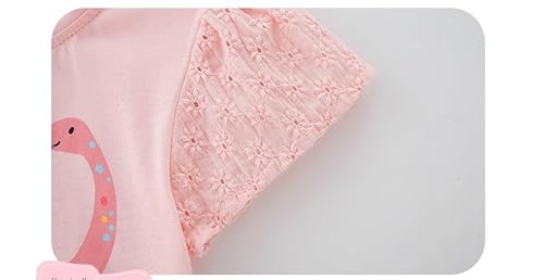 Yueary Camiseta infantil fofa de manga curta gola redonda renda dinossauro camisetas verão básica ma