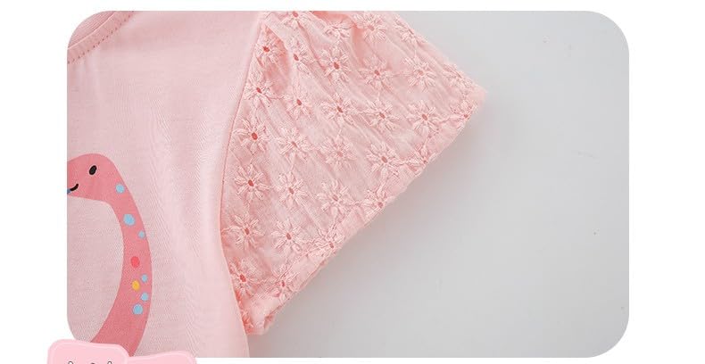 Toddler Baby Girl Ruffle Sleeve Cotton T Shirts Unicorn Dinosaur Tank Tops Tee (Pink,90/18-24 M,8 Years,7 Years,Unisex,Big Kid,US,Age)