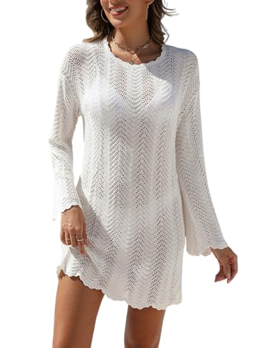 VIMPUNEC Crochet Swimsuit Coverup for Women Summer Bathing Suit Cover Ups Swimwear Beach Dress