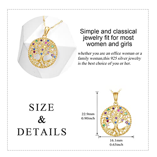 Kecho Tree Of Life Necklace 14K Yellow Gold Family Tree Of Life Pendant Necklace Jewelry Gifts For Women Girls Mother Daughter Girfriend #TOP4