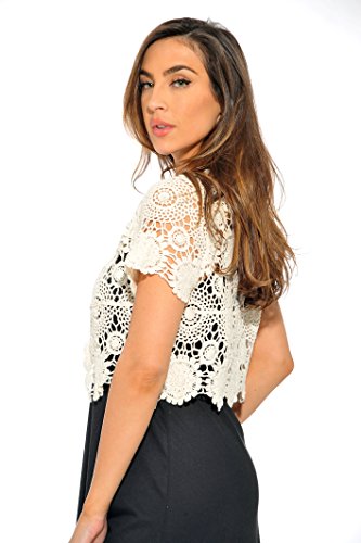 401147-Nat-M Just Love Bolero Shrug/Women Cardigan, Natural Floral Crochet, Medium