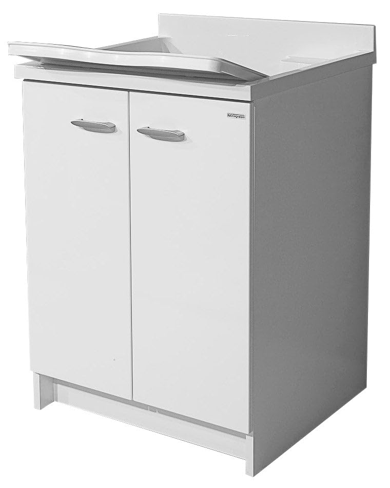 Mobili Lavatoi Montegrappa Mobile Lavatoio 60x60x85cm 2 Ante ASSE in Termoplastico Marella Bianco con Cesto