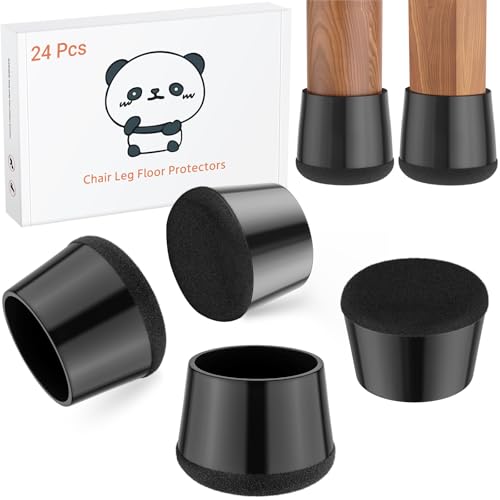 Meldel gommini Per Sedie 24 Pezzi - Coprigambe/feltrini Per Sedia Rotondi/Nero Scuro/Gel Di Silice,Feltro 360°- Proteggere Il Pavimento/Piastrelle Dai Graffi E Ridurre Il Rumore…
