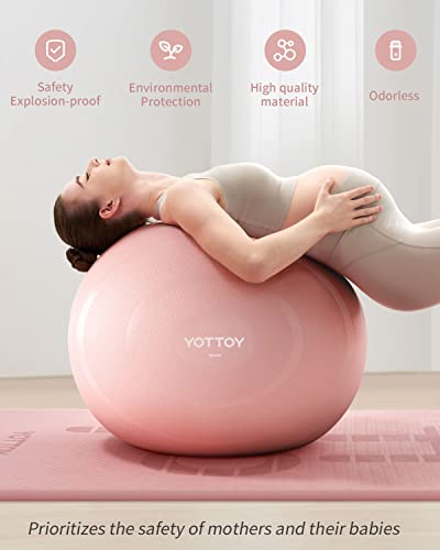 YOTTOY Anti-Burst Exercise Ball for Working Out, Yoga & Pregnancy, Thick Workout Stability Ball with Pump (Pink) - Thumbnail 5