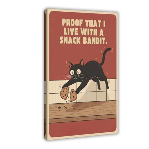Poster chat Snack Bandit : la deco murale ideale pour chambre et bureau