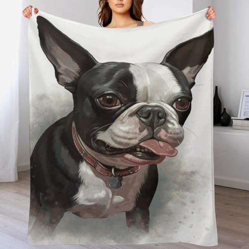 Couverture flanelle lit et voyage : plaid léger imprimé chien
