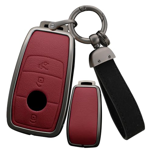 Étui de protection pour clé Mercedes rouge en cuir pour préserver vos 3 boutons