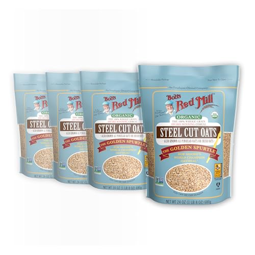Bob's Red Mill Organic Steel Cut Oats, 24Oz (Pack Of 4) - Non Gmo, Whole Grain, Vegan, Kosher