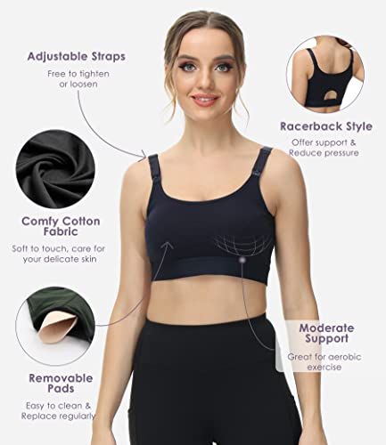 Hofish Women's Low Impact Maternity Nursing Sports Bra Racerback Stretchy Breastfeeding Bras Navy Blue L #TOP2