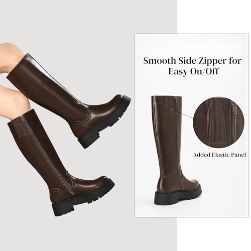 Putu Platform Knee High Boots for Women Comfortable Round-Toe Riding Boots with Chunky Lug Sole Fashion Tall Boots4