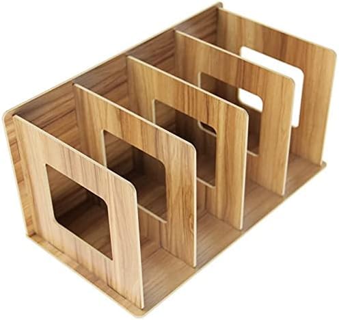 NICEYEA Holz Stehsammler Schreibtisch-Organizer Stehordner Fächerbox Buchablagen mit 4 Fächer Katalogsammler Buch Lagerung Regal für Schreibwaren Schreibtisch Organizer DIN A4 A5 Zeitschriften Halter