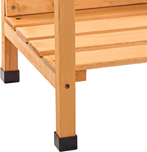 Outdoor Garden Table Potting Table - 50" Work Station With Metal Galvanization Tabletop/Drawer/Rack Shelves, Natural #TOP3