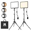NiceVeedi Illuminazione fotografica da 25 W, 185 cm, kit di 2 pannelli video a LED, 2900-7000 K, dimmerabile, luce da studio con treppiede, luce di streaming per registrazione video YouTube (25W)