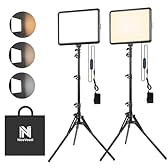 NiceVeedi Illuminazione fotografica da 25 W, 185 cm, kit di 2 pannelli video a LED, 2900-7000 K, dimmerabile, luce da studio con treppiede, luce di streaming per registrazione video YouTube (25W)