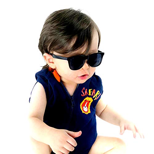Óculos de sol infantis KD05 para bebês de 0 a 24 meses da década de 80, 2-pack Purple & Black W/ Str