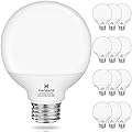 hansang 12 Pack Vanity Light Bulbs for Bathroom, 2700K Warm White E26 Base Round LED Globe Bulb, 60W Equivalent, G25 Vanity Light Bulb for Makeup Mirror Bedroom 120V, CRI85+, 500LM, Non-dimmable