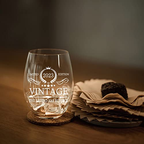 Perfectinsoy The Legend Has Retired 2023 Stemless Wine Glass, Funny Retirement Gag Idea For Women And Men, Funny Retirement Gift For Coworker Boss Mom Dad,Goodbye Gift For Women, Coworkers, Friends #TOP5