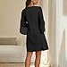 Summer Dresses for Womens 2025 Chiffon Dress Fashion Split 3/4 Length Sleeves Round Neck Elegant Classy Solid Comfy Black Large