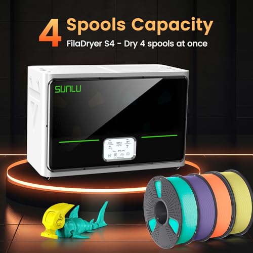 Image of SUNLU S4 3D Printer Filament Dryer, White | 4 Spools Capacity,3 Circulation Fans,350W PTC Heater,70℃ Max Temperature,Intelligent humidity detection
