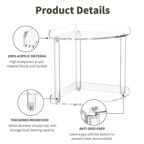 Sezanrpt 2 Tier Countertop Corner Organizer Shelf 7X7X8 Inch, Acrylic Bathroom Organizer Corner Shelf For Countertop thumb #3