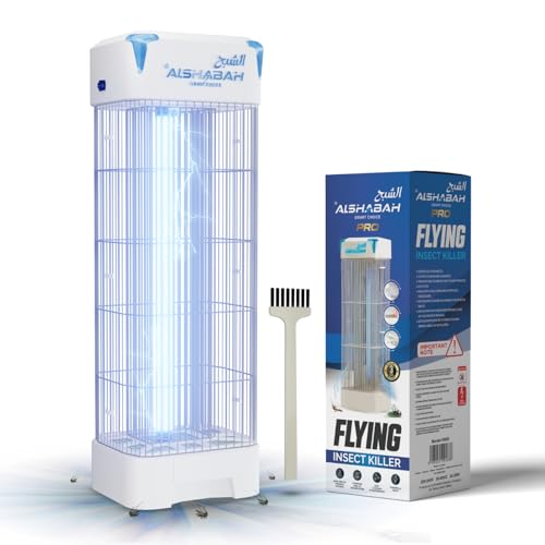 Alshabah Pro Original Mosquito Killer 3800V Smart Killer Mosquito Lamp with 22-25W UV Light and Cleaning Brush High Powered Insect Killer for Indoor Kitchen Patio Backyard (White Pro)