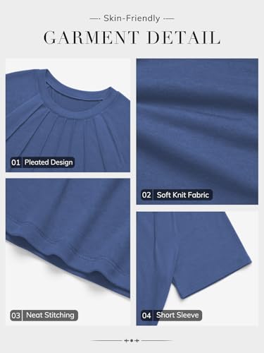 ATHMILE Womens Short Sleeve Shirts Trendy Dressy Tops Business Casual Tee Fashion Knitted Blouses Y2k Outfits 20254