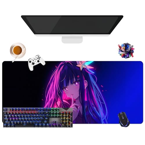 Alfombrilla de ratón Gradient Color Cool Anime Oshi No Ko Hoshino Ai Rubii | Alfombrilla de ratón impermeable extra grande XL (35,4' × 15,7' × 0,12') | Base de goma antideslizante para PC, portátil