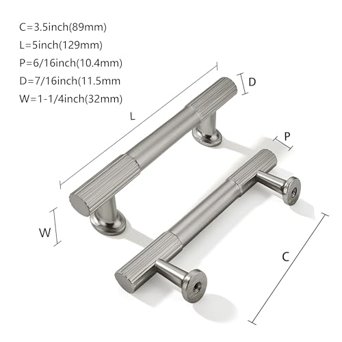 khtumeware 3-1/2 Inch(89mm) Hole Center 10 Pack Brushed Satin Nickel Cabinet Pulls Heavy Duty Soild Kitchen Drawer Handles Cabinet Hardware for Cupboard Drawer Handles Dresser Pulls by khtumeware - Image 2