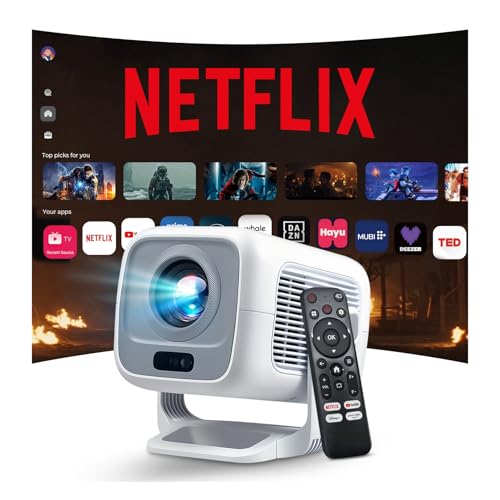 Image of [Compatible with Netflix/4K Support/AI Visual Calibration] Smart Projector with Dolby Atmos,1080P 800 ANSI, Stream Apps Officially Licensed,Google CTS,Auto Focus Portable Projector with WiFi Bluetooth