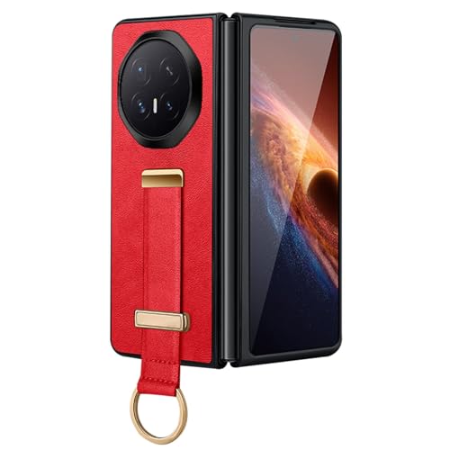 Coque Huawei Honor Magic V6 fine rouge anti chute avec dragonne et support vidéo