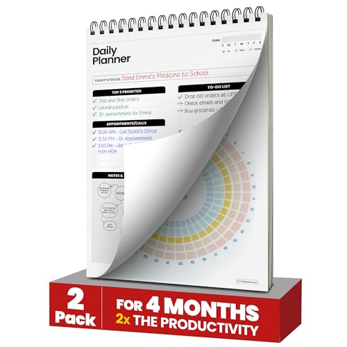 2 Pack | To-Do List Planner & Habit Tracker – 5 x 8.25” & 6″ x 9.5″ Inch– 2-Month Spiral Productivity Notebook with Daily Organizer, Task Checklist & Monthly Review – Time Management notebooks for work (2 Pack, 6″ x 9.5″ Inch)