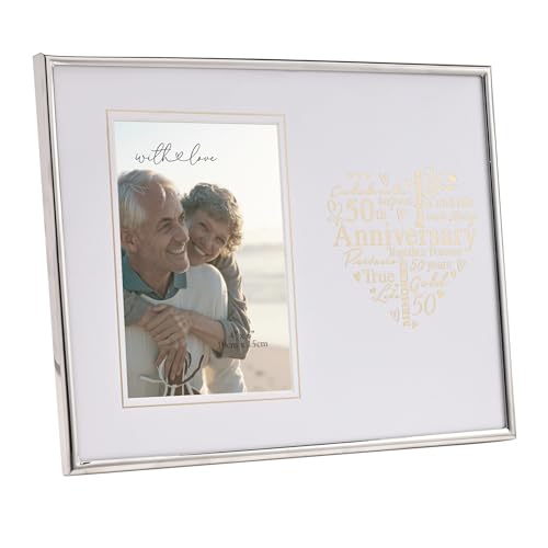 Cadre photo souvenir argenté With Love Heart 10,2 x 15,2 cm