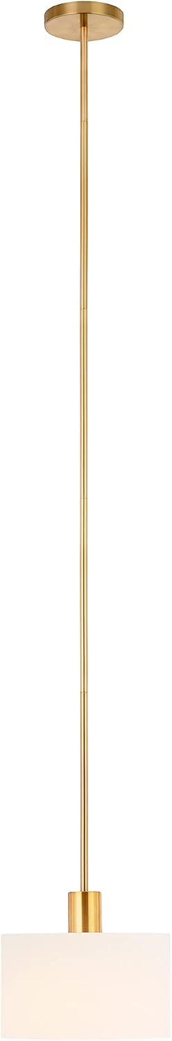 Henri 10" Wide Pendant with Fabric Shade in Brass/White