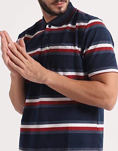 Image of INKKR Highflay Striped Men Regular Fit Polo Neck T-Shirt Combo