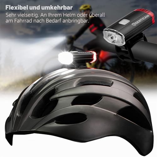 Senticam Licht, wiederaufladbar über USB, Dual-Front- und Heck-Licht, IPX3, wasserdicht, tragbare Taschenlampe für alle Rennradfahrer