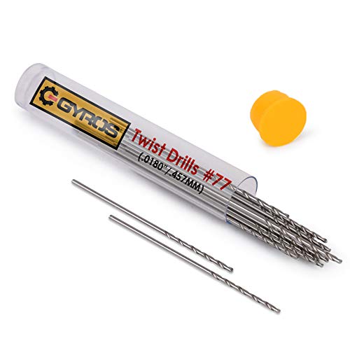 Gyros Micro Drill Bit Set Of 12#77 Drill Bits–Small Drill Bits For Jewelry, Plastic And Soft Metal–Mini Twist Drill Bit Set For Pin Vise Hand Drill, Rotary Tool - Carbon Steel Wire Gauge Drill Bits #TOP11