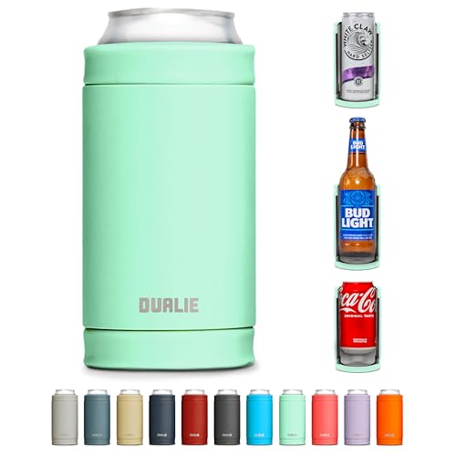 DUALIE 3 in 1 Insulated Can Cooler - Universal Size for 12 oz Cans, Slim Cans, and Bottles - Sea Foam