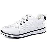 Youngtie Zapatos de golf para hombre, impermeables, antideslizantes, suela de goma resistente al desgaste, para todo el año, Blanco, 43 EU