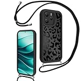 Xylota Funda con Cuerda para Xiaomi Redmi Note 14 5G 6,67'', Silicona Cordon Carcasa, Ajustable Colgar Collar Correa de Cuello Cadena Suave TPU Bumper Protección Case para Redmi Note 14 5G,Leopardo