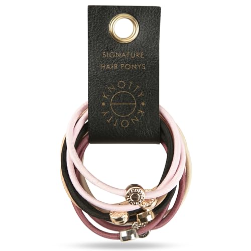 Knotty Signature Pony Tail Holders with sterling gem to secure and add a stylish touch (10 Pack) (Ballet)