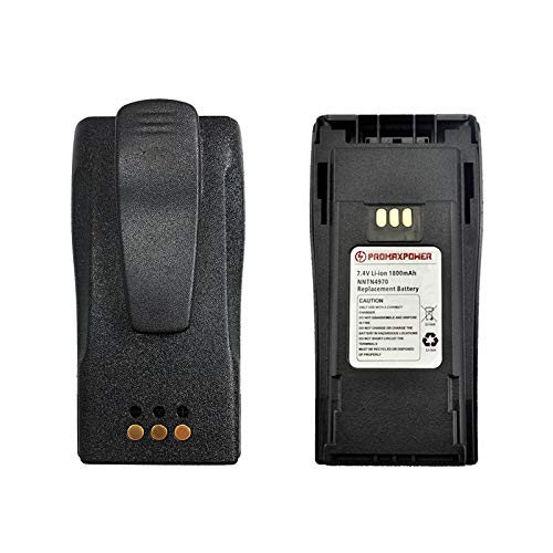 PROMAXPOWER 1800mAh Li-Ion NNTN4970, NNTN4496 Flat Battery for Motorola Two-Way Radios CP150, CP200, CP200D, CP200XLS, CP360, EP450, GP3688, PR400 [2-Pack]