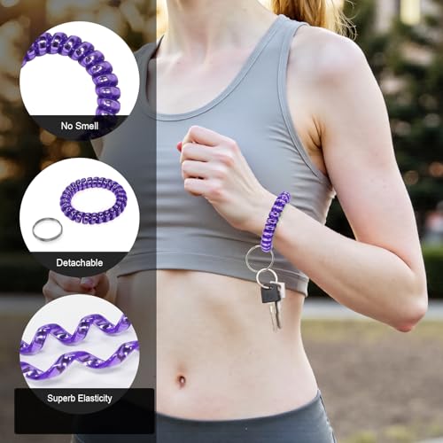 Image of TENOC Spiral Coil Keychain, Anti-lost Key Chain Holder Lanyard Cord for Sauna Outdoor Sports and Gym Pool
